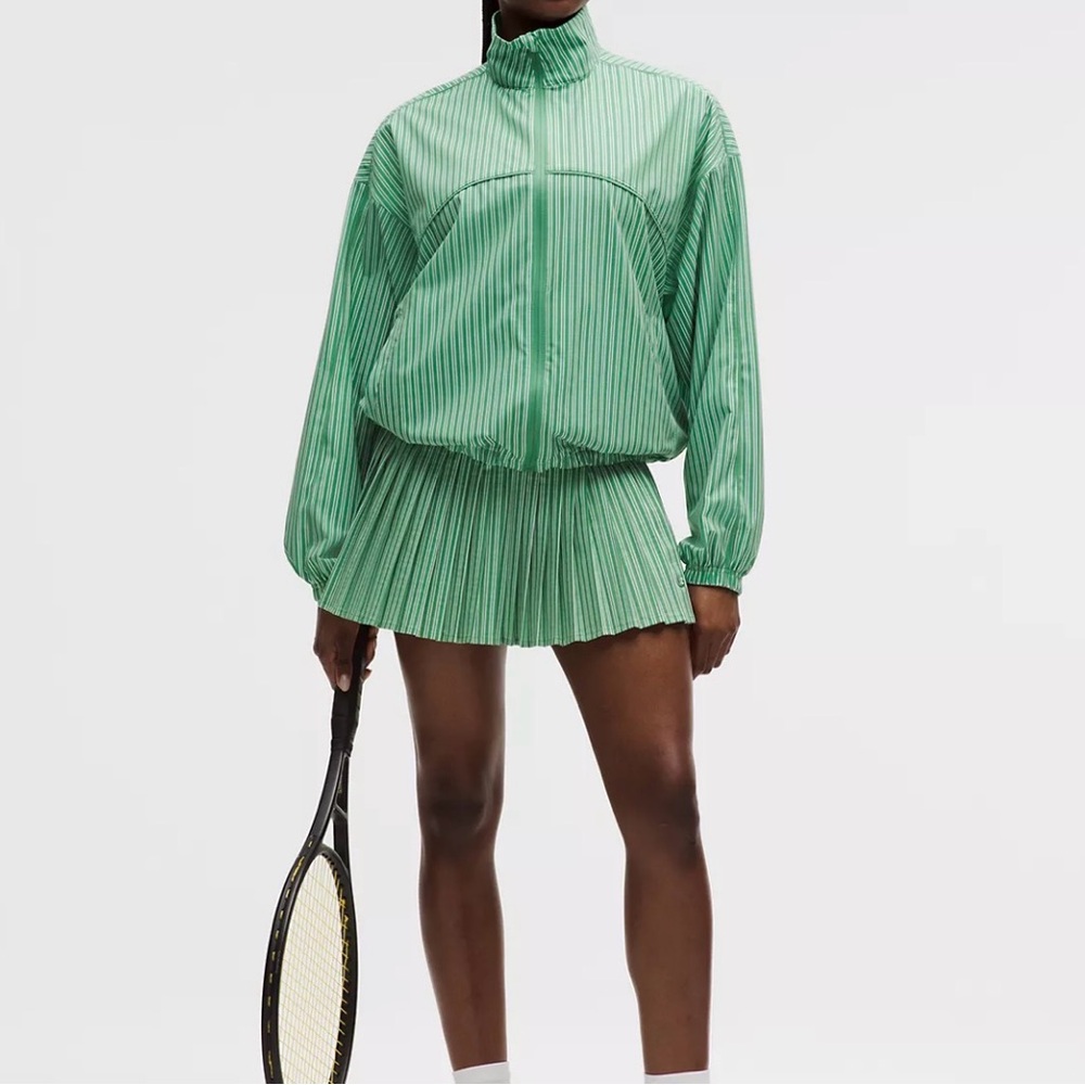 Lululemon Women’s UV Protective Oversized Tennis Jacket in Twice Stripe Green - Picture 2 of 13